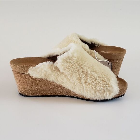 NWT Papillio Birkenstock Namica Teddy Eggshell Women's Wedge Sandal Size… - Picture 4 of 11